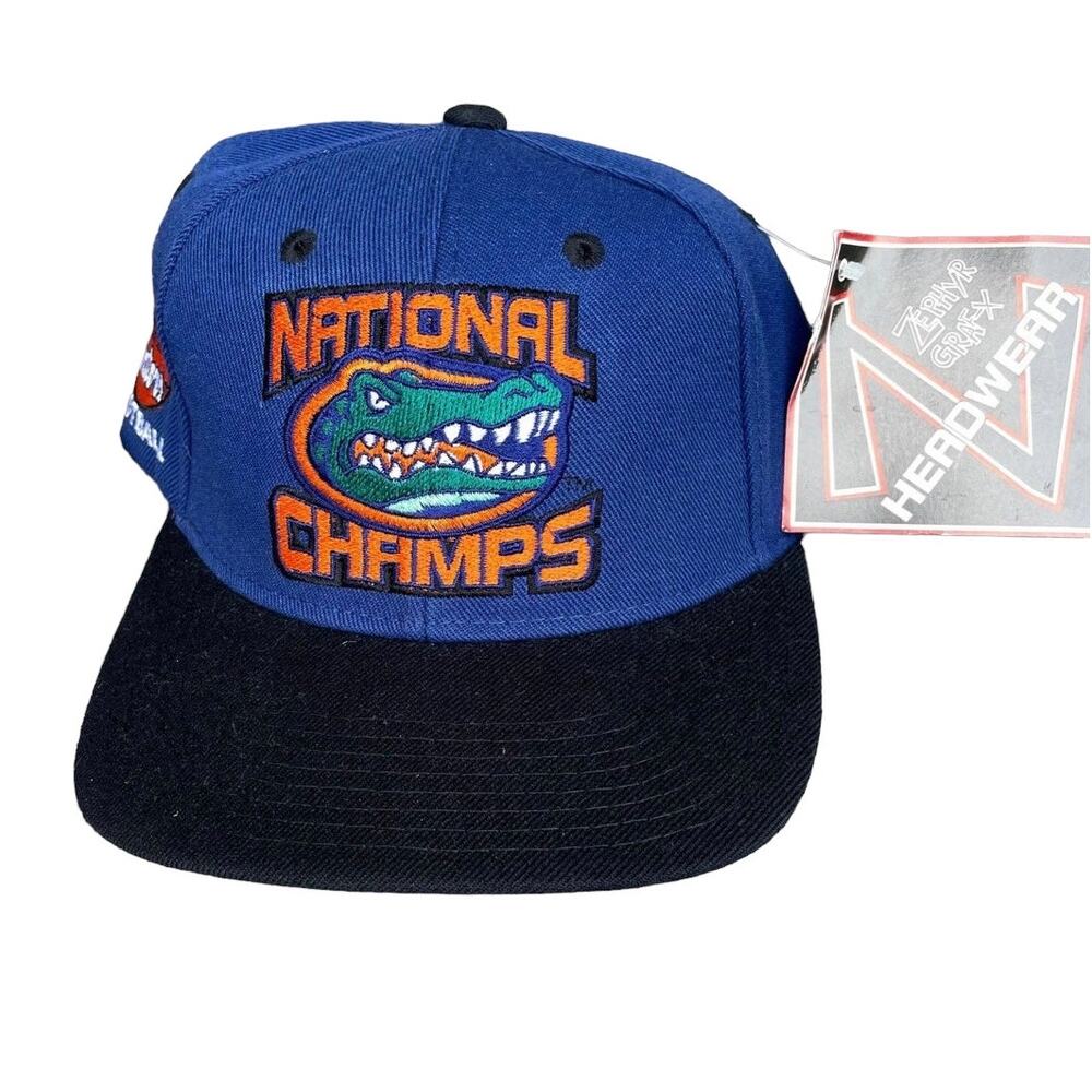 Florida Gators Snapback Hat National Champs Blue Orange Mascot Vintage 90s TAGS
